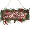 Northlight - 28" Berries and Frosted Pinecones "It's The Most Wonderful Time Of The Year" Christmas Plaque Image 1