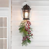 Northlight 28" Frosted Red Berries and Pine Cones Artificial Christmas Teardrop Swag Image 1