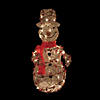 Northlight - 28" Pre-Lit Champagne Gold and Red Glittered Snowman Outdoor Christmas Yard Decor Image 1