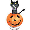 Northlight 3&#39; Orange and Black Lighted Cat on a Pumpkin Outdoor Halloween Yard Decor Image 1