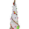 Northlight - 3' Set of 3 Pre-Lit Gold Rattan Candy Covered Cone Tree Outdoor Christmas Decorations Image 2