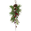 Northlight 30" Frosted Berries and Pine Cones Artificial Christmas Teardrop Swag - Unlit Image 1