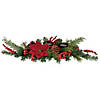 Northlight 32" Artificial Mixed Pine  Berries and Poinsettia Christmas Candle Holder Centerpiece Image 1