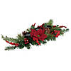 Northlight 32" Artificial Mixed Pine  Berries and Poinsettia Christmas Candle Holder Centerpiece Image 3