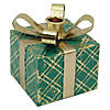 Northlight 4.5" Green Metal Gift Box Christmas Taper Candle Holder Image 1