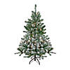 Northlight 4.5' Pre-Lit Full Flocked Natural Emerald Artificial Christmas Tree - Warm Clear Lights Image 1