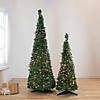 Northlight 4' Pre-Lit Green Tinsel Pop-Up Artificial Christmas Tree  Clear Lights Image 1