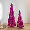 Northlight 4' Pre-Lit Pink Tinsel Pop-Up Artificial Christmas Tree  Clear Lights Image 1