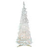 Northlight 4' Pre-Lit White Tinsel Pop-Up Artificial Christmas Tree  Clear Lights Image 1