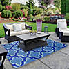 Northlight 4' Proper 6' Blue Quatrefoil Rectangular Outdoor Area Rug Image 1