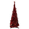 Northlight 4' Red Tinsel Pop-Up Artificial Christmas Tree  Unlit Image 1