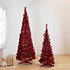 Northlight 4' Red Tinsel Pop-Up Artificial Christmas Tree  Unlit Image 1