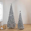 Northlight 4' Silver Tinsel Pop-Up Artificial Christmas Tree  Unlit Image 1