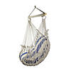 Northlight 46" White and Blue Striped Macrame Hammock Chair with Bar Image 1