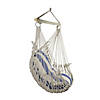 Northlight 46" White and Blue Striped Macrame Hammock Chair with Bar Image 2