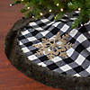 Northlight 48" Black and White Buffalo Plaid Christmas Tree Skirt with Burlap Snowflake Image 1