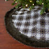 Northlight 48" Brown and White Plaid Christmas Tree Skirt with Faux Fur Image 1