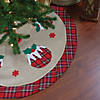 Northlight 48" Burlap Plaid Tree Skirt with Christmas Puddings Image 1