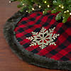 Northlight 48-Inch Red and Black Christmas Tree Skirt with Burlap Snowflake Image 1