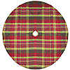 Northlight 48" Red and Green Plaid Rustic Woodland Christmas Tree Skirt with Green Trim Image 1