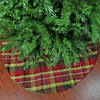 Northlight 48" Red and Green Plaid Rustic Woodland Christmas Tree Skirt with Green Trim Image 1