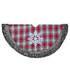 Northlight 48" Red and White Plaid Christmas Tree Skirt with Snowflake Image 1