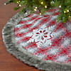 Northlight 48" Red and White Plaid Christmas Tree Skirt with Snowflake Image 1