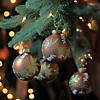 Northlight 4ct Brown and Gold 2-Finish Floral Glass Christmas Ball Ornaments 3.25" (80mm) Image 1