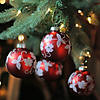 Northlight 4ct Red and White Floral Christmas Ball Ornaments 3.25" (100mm) Image 1