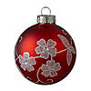 Northlight 4ct Red and White Floral Christmas Ball Ornaments 3.25" (100mm) Image 2