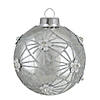 Northlight 4ct Silver with Floral Gem Christmas Ball Ornaments 3.25-Inch (80mm) Image 1