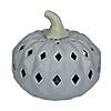 Northlight 5" Gray and Green Lighted Fall Harvest Ceramic Pumpkin Image 1