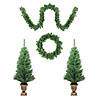 Northlight 5-Piece Pre-Lit Artificial Winter Spruce Christmas Trees  Wreath and Garland Set - Clear Lights Image 1