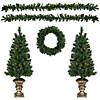 Northlight 5-Piece Pre-Lit Norwich Pine Artificial Christmas Entryway Set Image 1