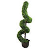Northlight 56" Potted Two-Tone Artificial Boxwood Spiral Topiary Tree Image 1