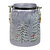 Northlight 6.25" Hand-Painted Pine Trees and Cardinals Flameless Glass Christmas Candle Holder Image 1