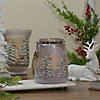 Northlight 6.25" Hand-Painted Pine Trees and Cardinals Flameless Glass Christmas Candle Holder Image 1