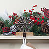 Northlight 6.25" Silver Snowflake with Wood Finish Base Christmas Stocking Holder Image 1