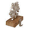 Northlight 6.25" Silver Snowflake with Wood Finish Base Christmas Stocking Holder Image 2