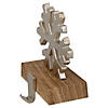 Northlight 6.25" Silver Snowflake with Wood Finish Base Christmas Stocking Holder Image 3