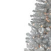 Northlight 6.5' Pre-Lit Full Silver Metallic Tinsel Artificial Christmas Tree - Clear Lights Image 2