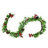 Northlight 6' Glittered Artificial Boxwood  Pine Cone and Red Berry Christmas Garland- Unlit Image 1