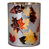 Northlight 6" Matte White and Gold Autumn Leaves Flameless Glass Candle Holder Image 1