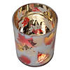 Northlight 6" Matte White and Gold Autumn Leaves Flameless Glass Candle Holder Image 1