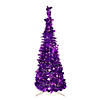 Northlight 6' Pre-Lit Purple Tinsel Pop-Up Artificial Christmas Tree  Clear Lights Image 1