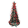 Northlight 6' Pre-Lit Red Plaid Pre-Decorated Pop-Up Artificial Christmas Tree  Multicolor Lights Image 1