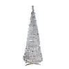 Northlight 6' Pre-Lit Silver Tinsel Pop-Up Artificial Christmas Tree - Clear Lights Image 1