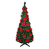 Northlight 6' Pre-Lit Slim Pre-Decorated Poinsettia Pop-Up Artificial Christmas Tree Image 1