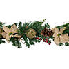Northlight 6' x 10" Burlap Poinsettia  Moss Ball  Mixed Pine and Berries Christmas Garland - Unlit Image 1