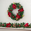 Northlight 6' x 10" Pine and Poinsettias Artificial Christmas Garland - Unlit Image 2